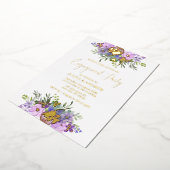Invitation En Aluminium Parti d'engagement floral violet et vert (Rotation)