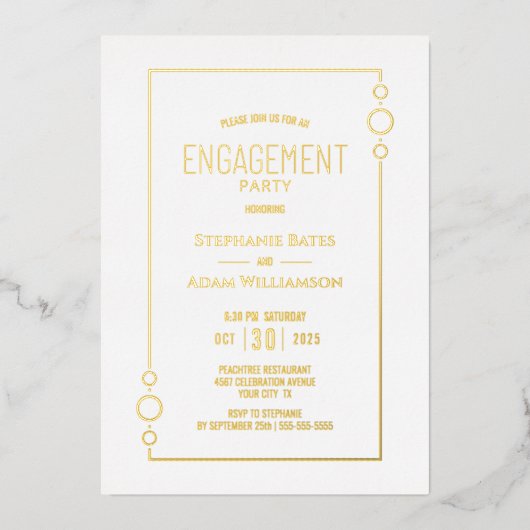 Invitation En Aluminium Parti d'engagement Gold Foil (Recto)