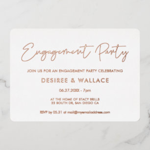 Invitation En Aluminium Parti d'engagement minimaliste moderne