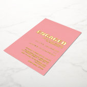 Invitation En Aluminium Parti d'engagement rose de texte simple or (Rotation)