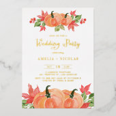 Invitation En Aluminium Parti Mariage de automne Citrouille Rustique Water (Recto)