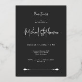 Invitation En Aluminium Parti minimaliste de la retraite noire moderne (Verso)