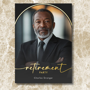 Invitation En Aluminium Parti minimaliste de la retraite noire moderne