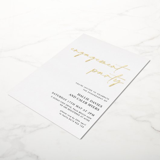 Invitation En Aluminium Partie d'engagement de Foil de script simple moder (Rotation)