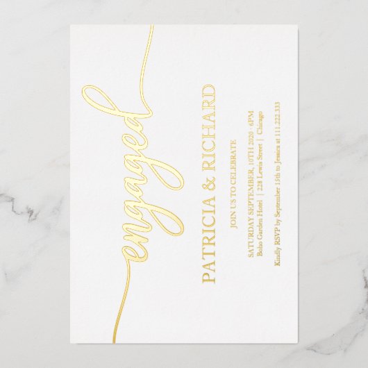 Invitation En Aluminium Partie d'engagement de script simple et chic (Recto)