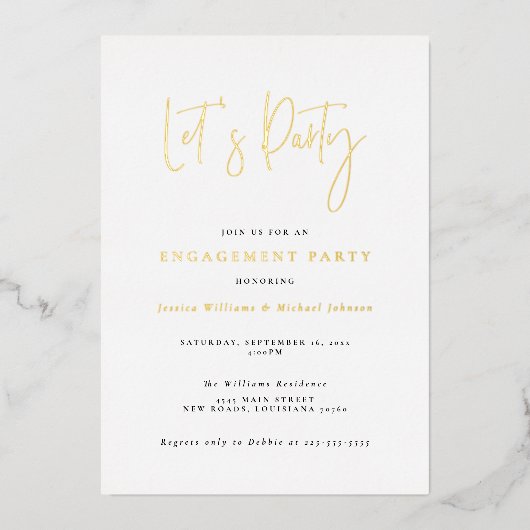 Invitation En Aluminium Partie d'engagement en typographie minimale (Recto)
