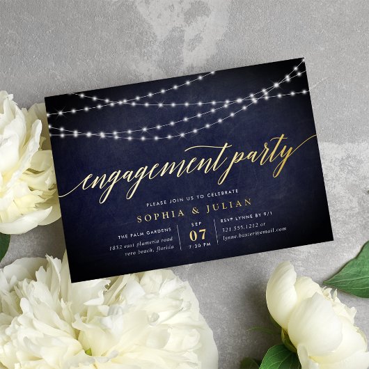 Invitation En Aluminium Partie d'engagement Garland de minuit