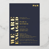 Invitation En Aluminium Partie d'engagement mariage bleu marine gras (Recto)