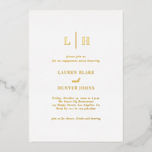 Invitation En Aluminium Partie d'engagement minimum classique élégant or