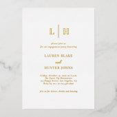 Invitation En Aluminium Partie d'engagement minimum classique élégant or (Recto)