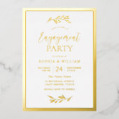 Invitation En Aluminium Partie d'engagement moderne Gold Leaf Élégant (Recto)