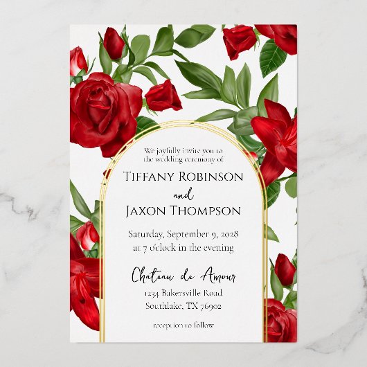 Invitation En Aluminium Partie II Lovely Red Double Arch Mariage Real (Recto)