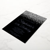 Invitation En Aluminium Parties scintillant d'argent glam noir 30e anniver (Rotation)
