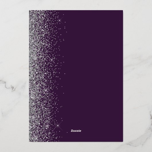 Invitation En Aluminium Parties scintillant d'argent violet foncé Enregist (Verso)