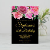 Invitation En Aluminium Parties scintillant d'or rose chaud Rose noir 40e (Debout devant)