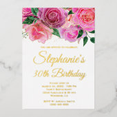 Invitation En Aluminium Parties scintillant d'or Rose rose chaud Glam 30e (Recto)