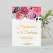 Invitation En Aluminium Parties scintillant d'or Rose rose chaud Glam 30e (Debout devant)