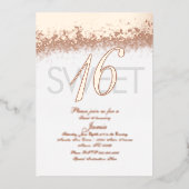 Invitation En Aluminium Parties scintillant en or Monogramme Sweet sixteen (Recto)