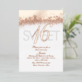 Invitation En Aluminium Parties scintillant en or Monogramme Sweet sixteen (Debout devant)