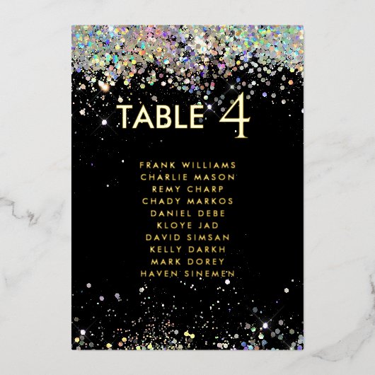 Invitation En Aluminium Parties scintillant moderne Black Real Foil Table (Recto)