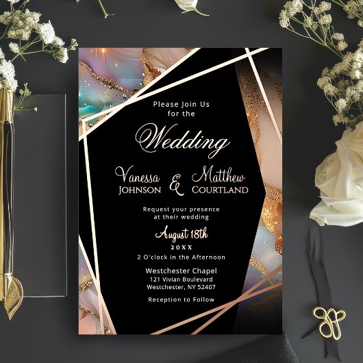 Invitation En Aluminium Parties scintillant Opal moderne Mariage de cadre