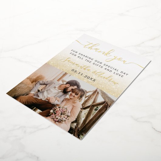 Invitation En Aluminium Parties scintillant or jaune blanc ombre script me (Rotation)