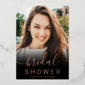 Invitation En Aluminium parties scintillant rose or rose ombre 5 photo nag (Recto)