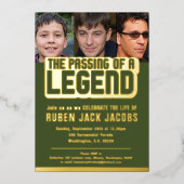 Invitation En Aluminium Passage de la légende funéraire mémorial d'or vert (Recto)