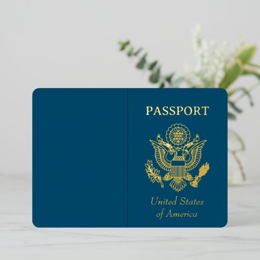 Invitation En Aluminium Passeport Foil Faux (Debout devant)