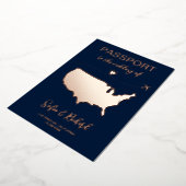Invitation En Aluminium Passeport Mariage Destination Gold Foil fond (Rotation)