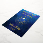 Invitation En Aluminium Passeport Mariage Destination Gold Foil fond (Rotation)