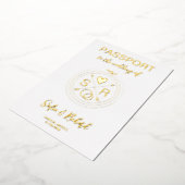 Invitation En Aluminium Passeport Mariage Destination Gold Foil fond (Rotation)