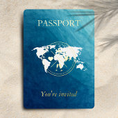 Invitation En Aluminium Passeport Océan & Or Mariage Destination Photo