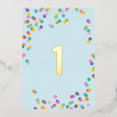 Invitation En Aluminium Pastel Blue Boy premier anniversaire Confetti Gold (Recto)