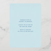 Invitation En Aluminium Pastel Blue Boy premier anniversaire Confetti Gold (Verso)