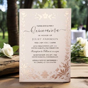 Invitation En Aluminium Pastel Font Poussière Glam Rose Or Quinceanera