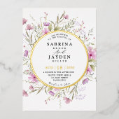 Invitation En Aluminium Pastel Shade Blush Rose Wild Floral Mariage Or (Recto)