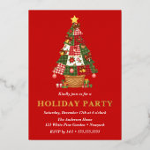 Invitation En Aluminium Patchwork Christmas Tree Fête (Recto)