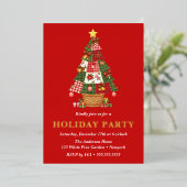 Invitation En Aluminium Patchwork Christmas Tree Fête (Debout devant)