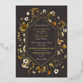 Invitation En Aluminium Pays Botanique Rustique Tournesols Mariage Or (Recto)