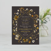 Invitation En Aluminium Pays Botanique Rustique Tournesols Mariage Or (Debout devant)