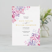 Invitation En Aluminium Pays Fleur sauvage Floral Mariage Or (Debout devant)
