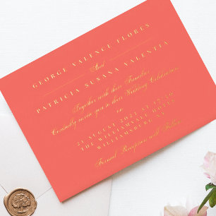 Invitation En Aluminium Paysage Corail Calligraphie officielle Mariage d'o