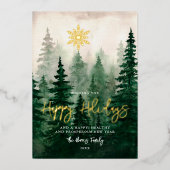 Invitation En Aluminium Paysage Forêt Scène Joyeuses Vacances (Recto)