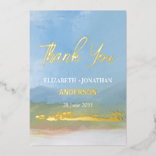 Invitation En Aluminium Paysage peint de mariage remerciement ciel bleu