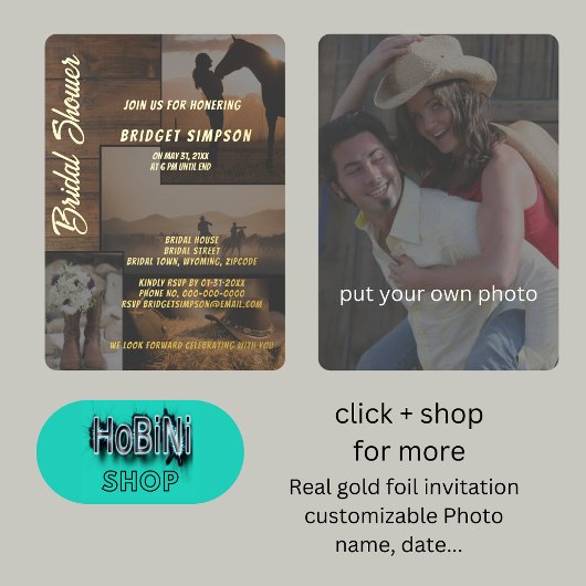 Invitation En Aluminium paysage rustique collage nuptiale douche