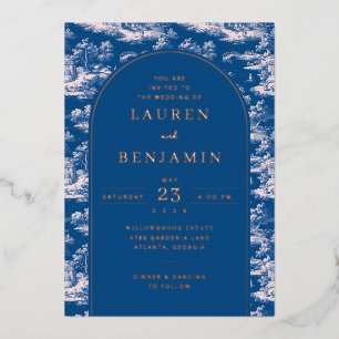 Invitation En Aluminium Paysage Vintage Navy Sophistiqué