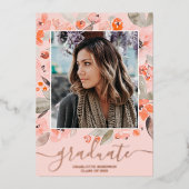 Invitation En Aluminium Peach floral greenery script 3 (Recto)