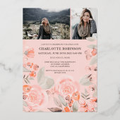 Invitation En Aluminium Peach floral greenery script 3 (Verso)