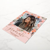 Invitation En Aluminium Peach floral greenery script 3 (Rotation)